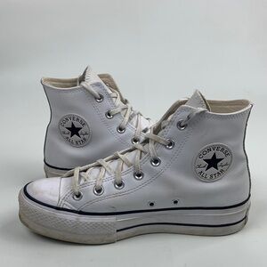 Converse Chuck Taylor Women's Classic White leather High-Tops sneakers Size 8.5